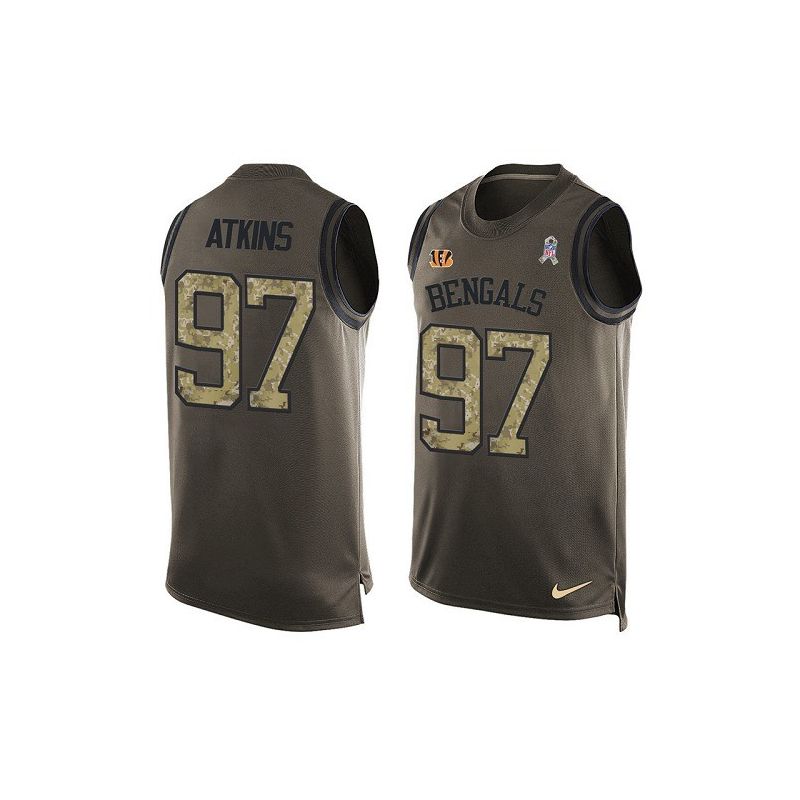 Cheap Geno Atkins Bengals Tank Top From China Salute TO Service Olive #97