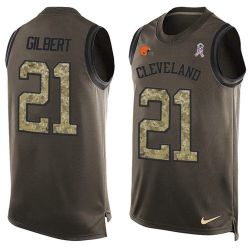 Cheap Justin Gilbert Browns Tank Top From China Salute TO Service Olive #21