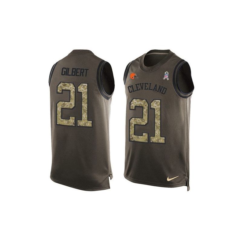 Cheap Justin Gilbert Browns Tank Top From China Salute TO Service Olive #21