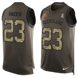 Cheap Joe Haden Browns Tank Top From China Salute TO Service Olive #23