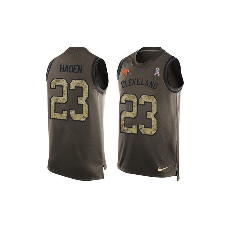 Cheap Joe Haden Browns Tank Top From China Salute TO Service Olive #23