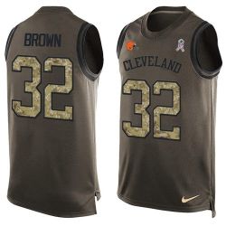 Cheap Jim Brown Browns Tank Top From China Salute TO Service Olive #32