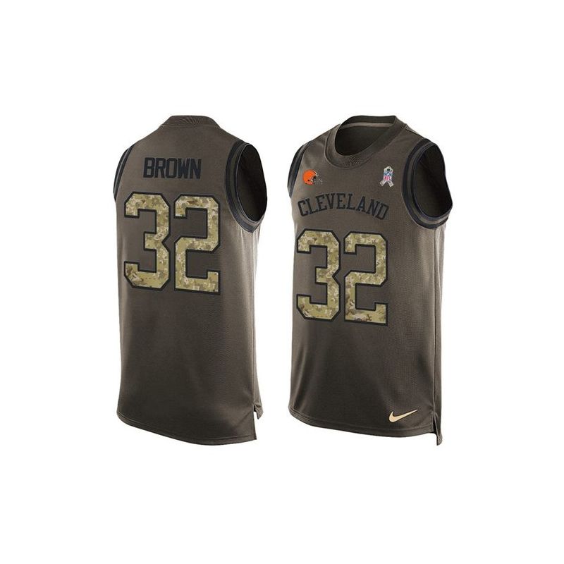 Cheap Jim Brown Browns Tank Top From China Salute TO Service Olive #32