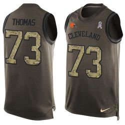 Cheap Joe Thomas Browns Tank Top From China Salute TO Service Olive #73