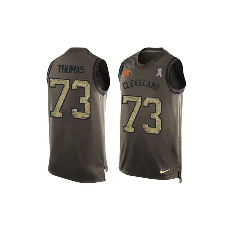 Cheap Joe Thomas Browns Tank Top From China Salute TO Service Olive #73