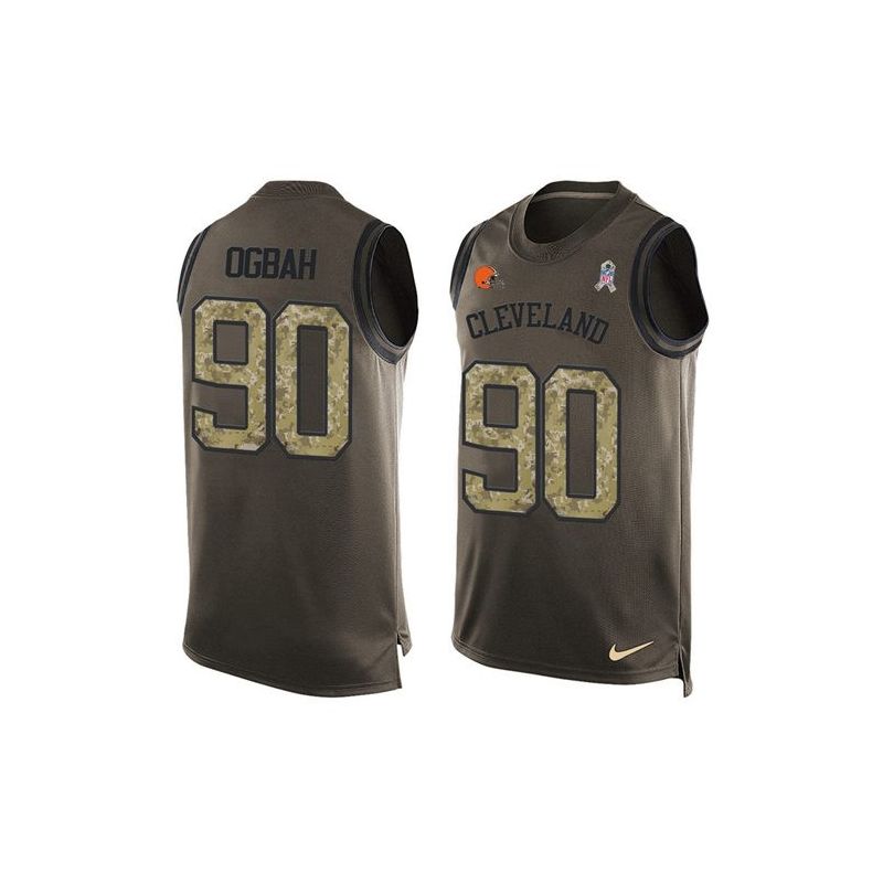 Cheap Emmanuel Ogbah Browns Tank Top From China Salute TO Service Olive #90