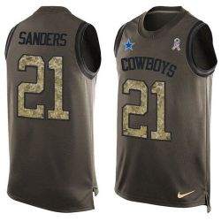 Cheap Deion Sanders Cowboys Tank Top From China Salute TO Service Olive #21