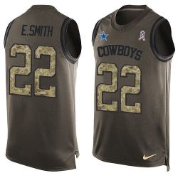 Cheap Emmitt Smith Cowboys Tank Top From China Salute TO Service Olive #22
