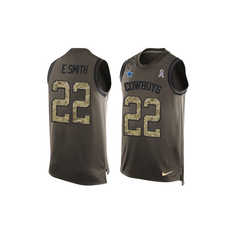 Cheap Emmitt Smith Cowboys Tank Top From China Salute TO Service Olive #22