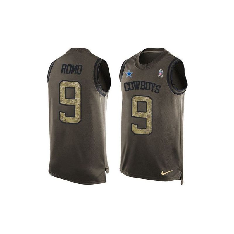 Cheap Tony Romo Cowboys Tank Top From China Salute TO Service Olive #9