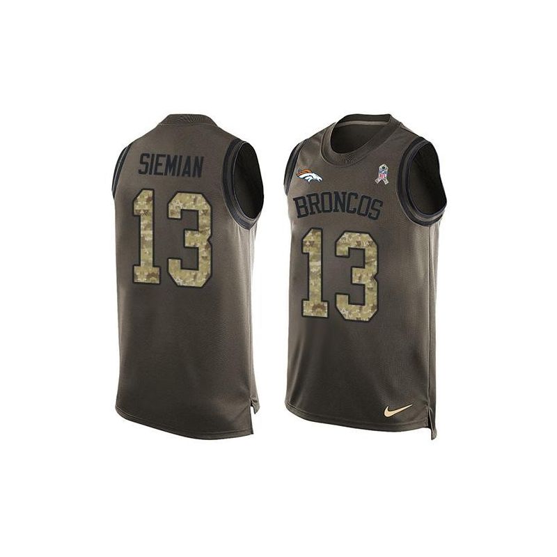Cheap Trevor Siemian Broncos Tank Top From China Salute TO Service Olive #13