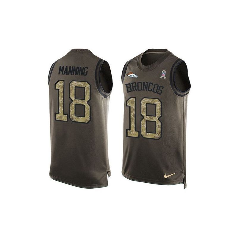 Cheap Peyton Manning Broncos Tank Top From China Salute TO Service Olive #18