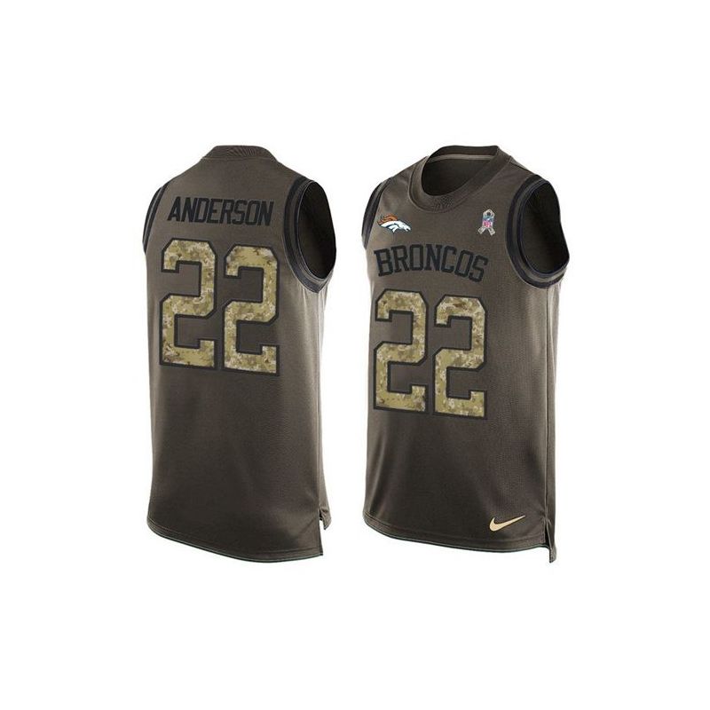 Cheap CJ Anderson Broncos Tank Top From China Salute TO Service Olive #22