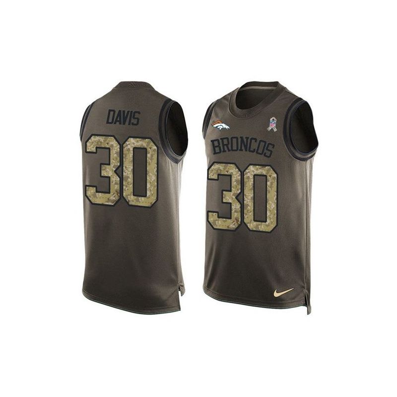 Cheap Terrell Davis Broncos Tank Top From China Salute TO Service Olive #30