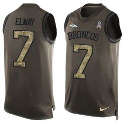 Cheap John Elway Broncos Tank Top From China Salute TO Service Olive #7