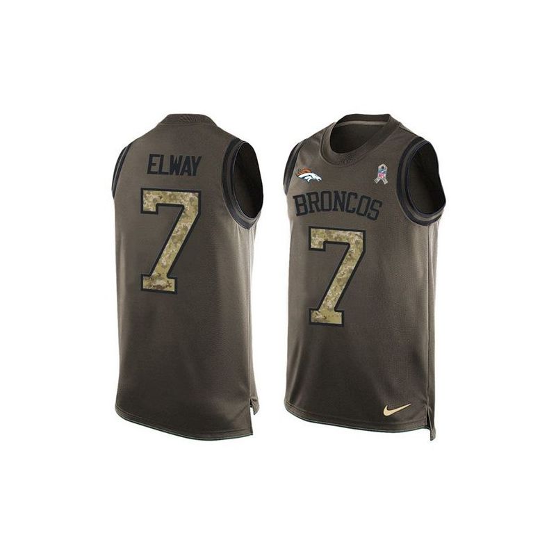 Cheap John Elway Broncos Tank Top From China Salute TO Service Olive #7