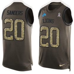 Cheap Barry Sanders Lions Tank Top From China Salute TO Service Olive #20