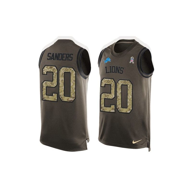 Cheap Barry Sanders Lions Tank Top From China Salute TO Service Olive #20