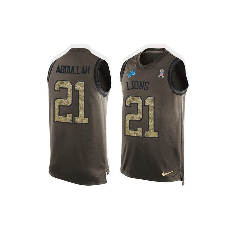 Cheap Ameer Abdullah Lions Tank Top From China Salute TO Service Olive #21