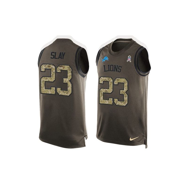 Cheap Darius Slay Lions Tank Top From China Salute TO Service Olive #23