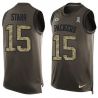 Cheap Bart Starr Packers Tank Top From China Salute TO Service Olive #15