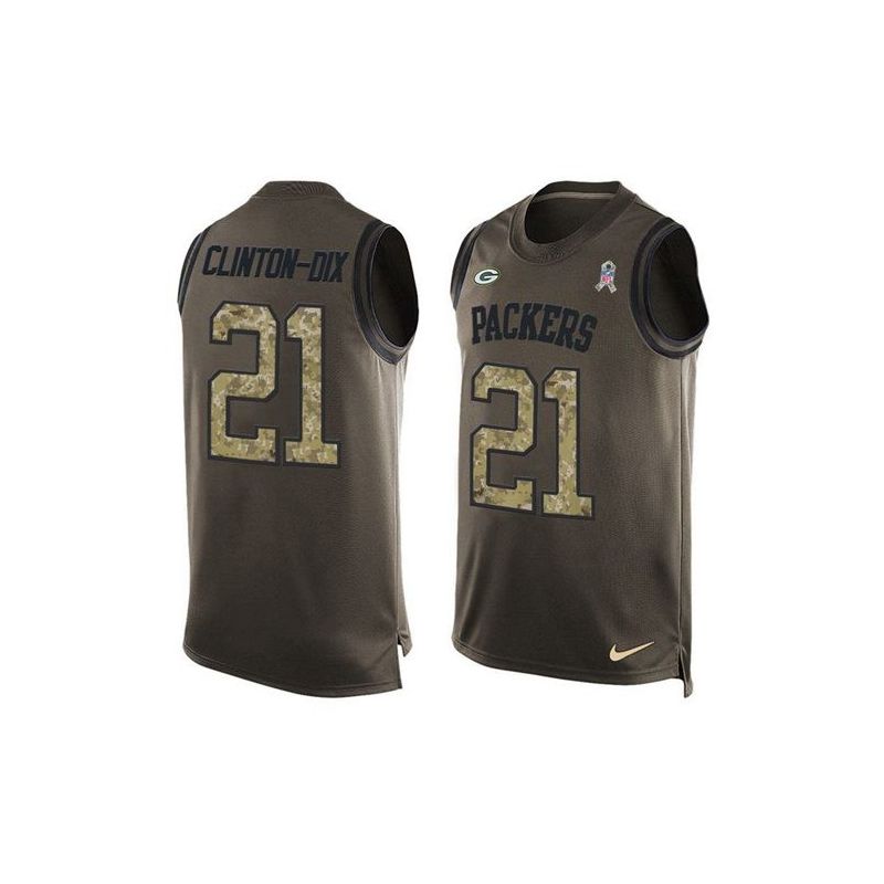 Cheap Ha Ha Clinton Dix Packers Tank Top From China Salute TO Service Olive #21