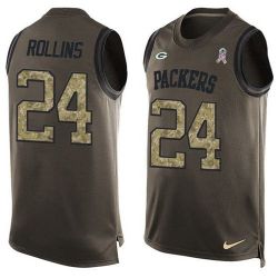 Cheap Quinten Rollins Packers Tank Top From China Salute TO Service Olive #24