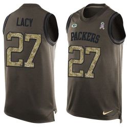 Cheap Eddie Lacy Packers Tank Top From China Salute TO Service Olive #27