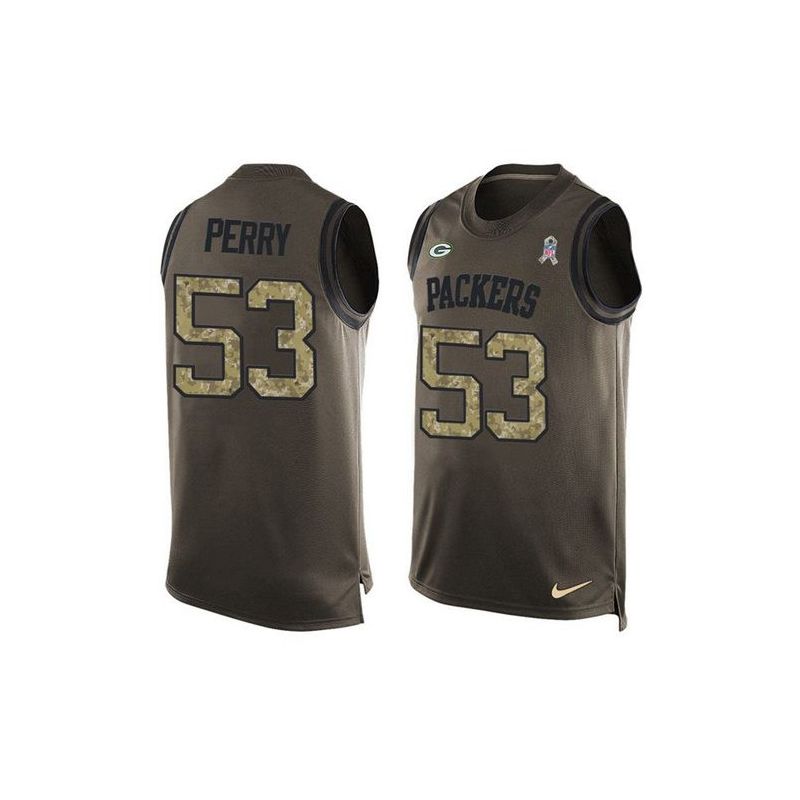 Cheap Nick Perry Packers Tank Top From China Salute TO Service Olive #53