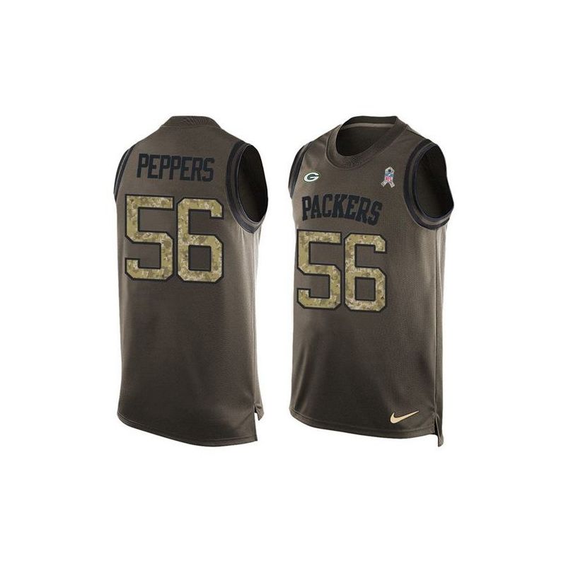 Cheap Julius Peppers Packers Tank Top From China Salute TO Service Olive #56