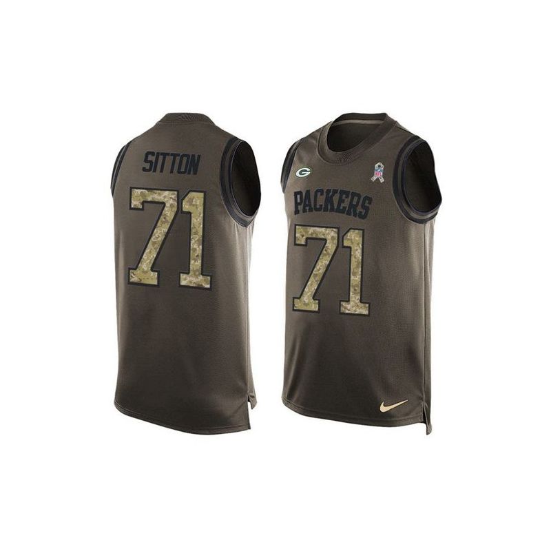 Cheap Josh Sitton Packers Tank Top From China Salute TO Service Olive #71