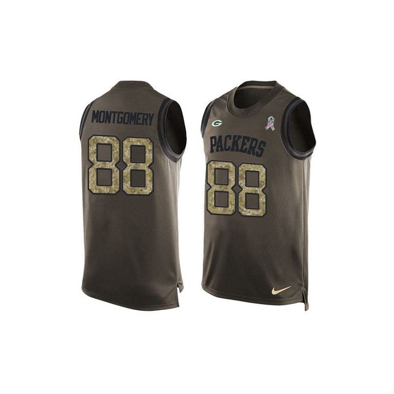 Cheap Ty Montgomery Packers Tank Top From China Salute TO Service Olive #88