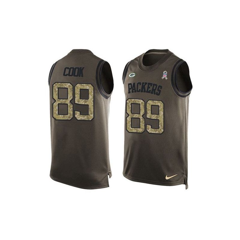 Cheap Jared Cook Packers Tank Top From China Salute TO Service Olive #89