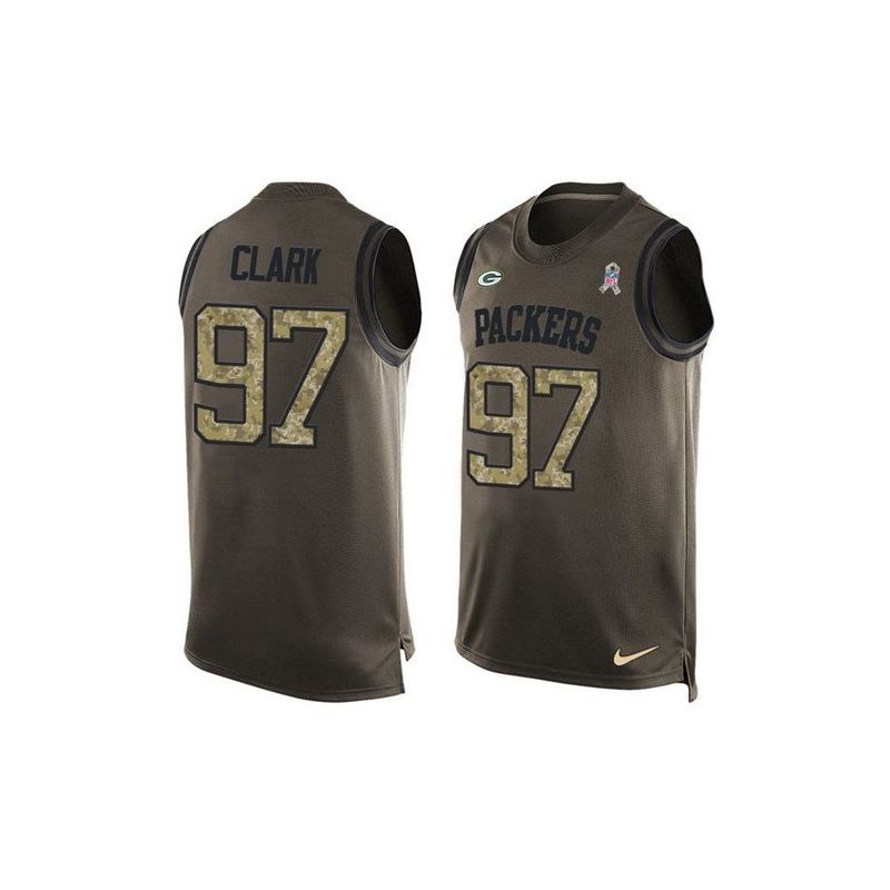Cheap Kenny Clark Packers Tank Top From China Salute TO Service Olive #97