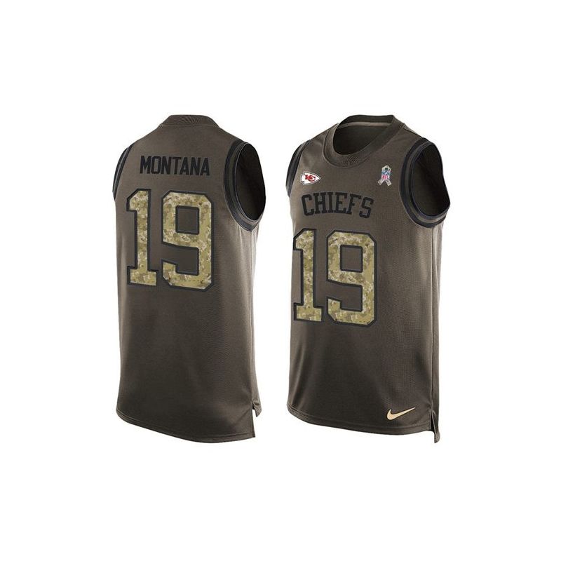 Cheap Joe Montana Chiefs Tank Top From China Salute TO Service Olive #19