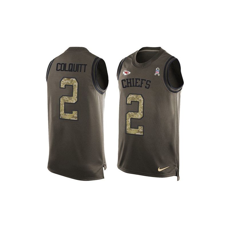 Cheap Dustin Colquitt Chiefs Tank Top From China Salute TO Service Olive #2