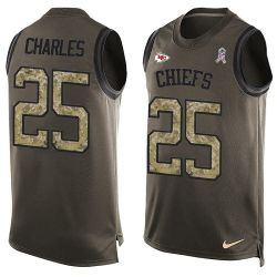 Cheap Jamaal Charles Chiefs Tank Top From China Salute TO Service Olive #25