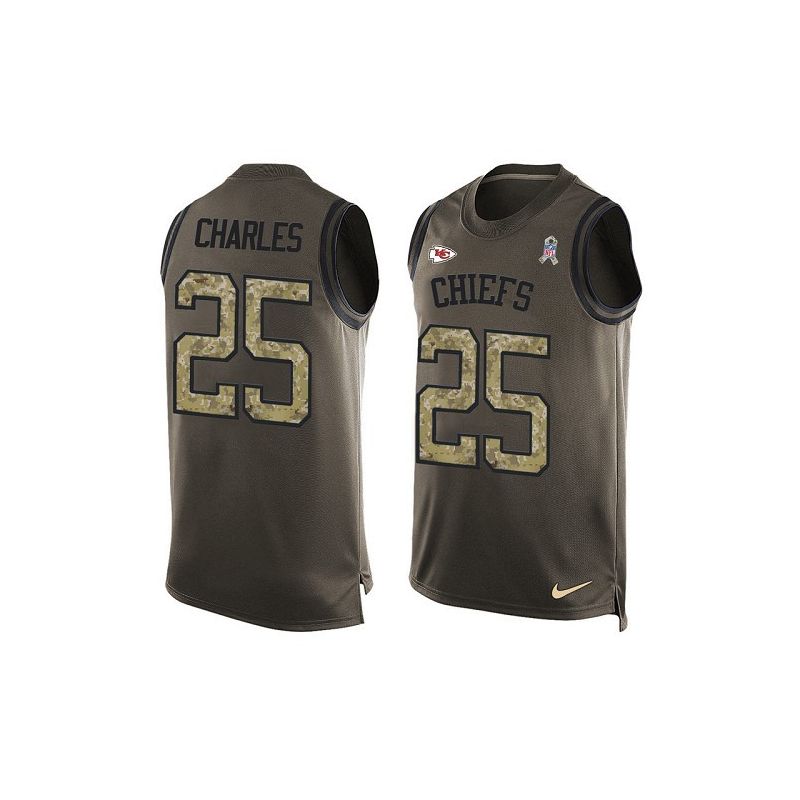 Cheap Jamaal Charles Chiefs Tank Top From China Salute TO Service Olive #25