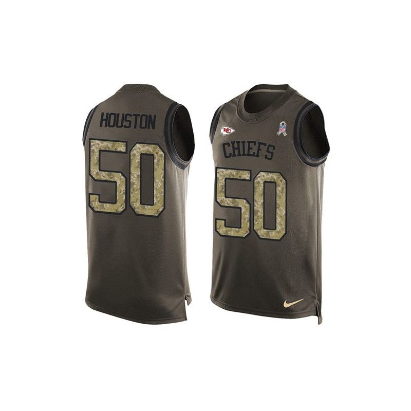 Cheap Justin Houston Chiefs Tank Top From China Salute TO Service Olive #50