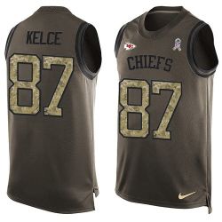 Cheap Travis Kelce Chiefs Tank Top From China Salute TO Service Olive #87