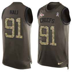 Cheap Tamba Hali Chiefs Tank Top From China Salute TO Service Olive #91