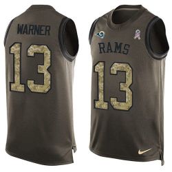 Cheap Kurt Warner Rams Tank Top From China Salute TO Service Olive #13