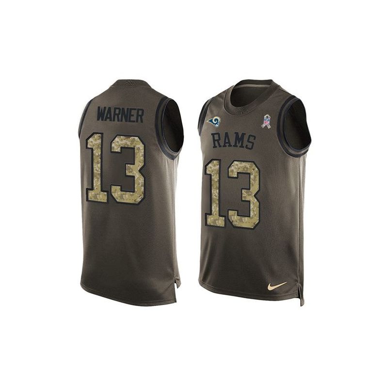 Cheap Kurt Warner Rams Tank Top From China Salute TO Service Olive #13