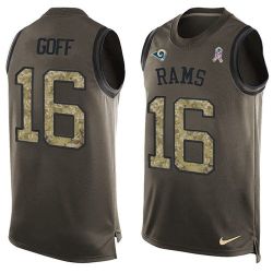 Cheap Jared Goff Rams Tank Top From China Salute TO Service Olive #16