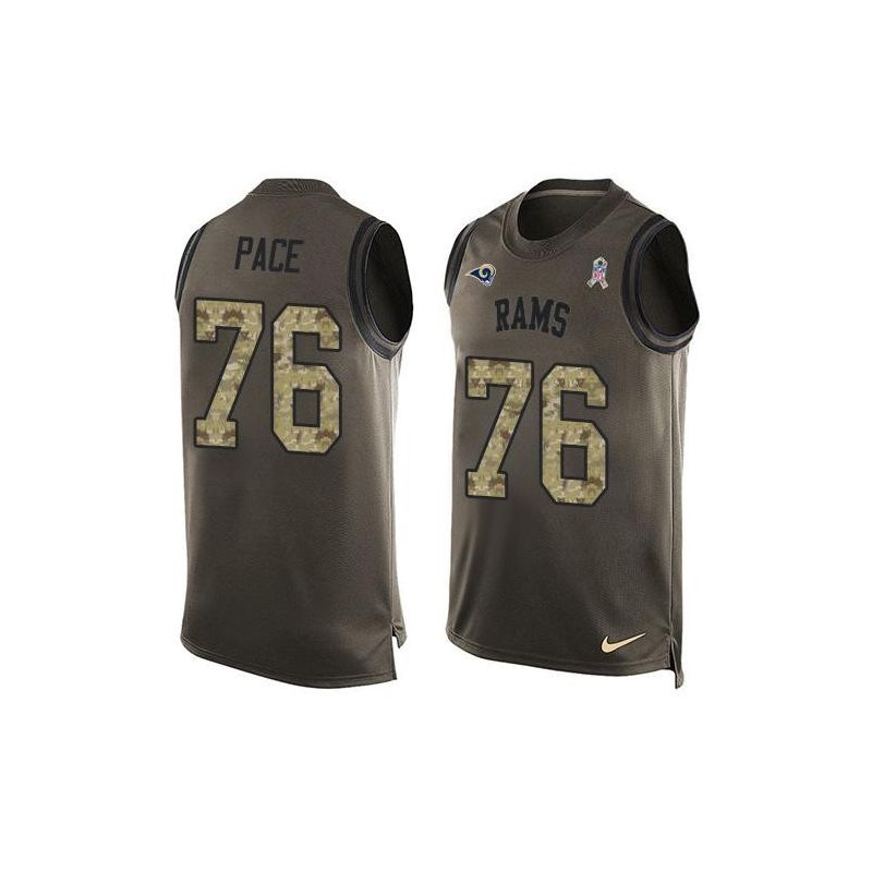 Cheap Orlando Pace Rams Tank Top From China Salute TO Service Olive #76