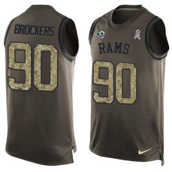 Cheap Michael Brockers Rams Tank Top From China Salute TO Service Olive #90