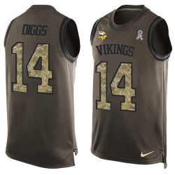 Cheap Stefon Diggs Vikings Tank Top From China Salute TO Service Olive #14