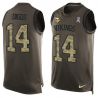 Cheap Stefon Diggs Vikings Tank Top From China Salute TO Service Olive #14
