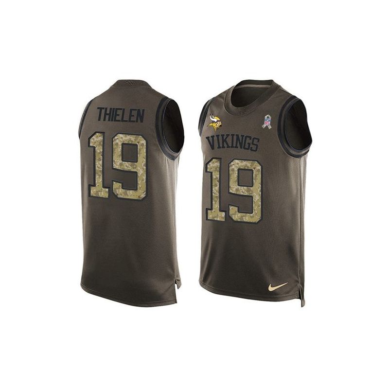 Cheap Adam Thielen Vikings Tank Top From China Salute TO Service Olive #19