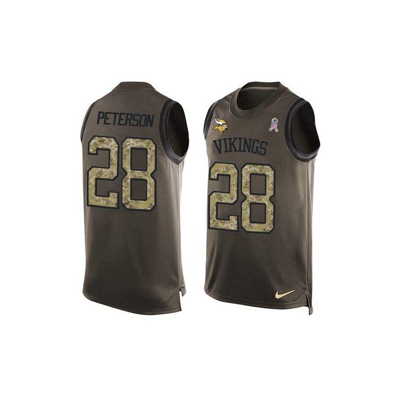 Cheap Adrian Peterson Vikings Tank Top From China Salute TO Service Olive #28